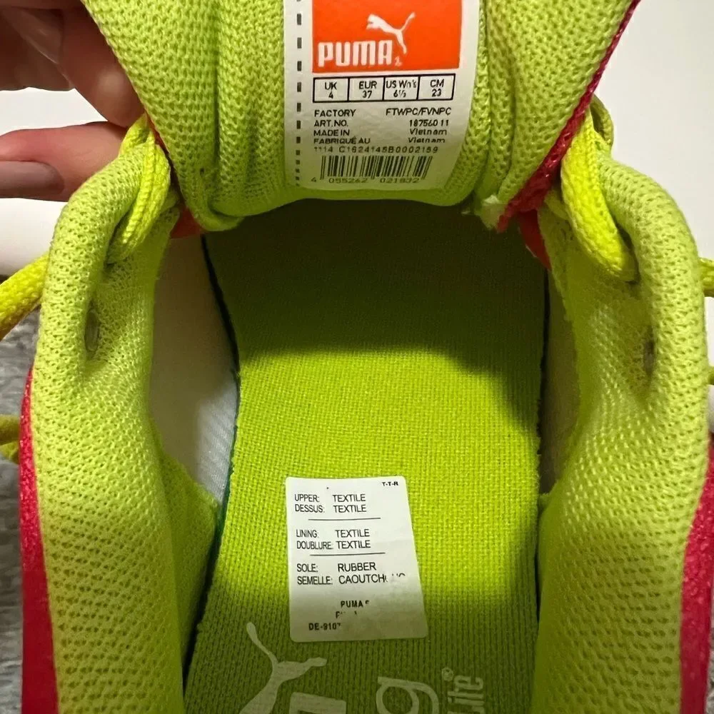 Puma Kids Big Girl pink/Green shoes size 4